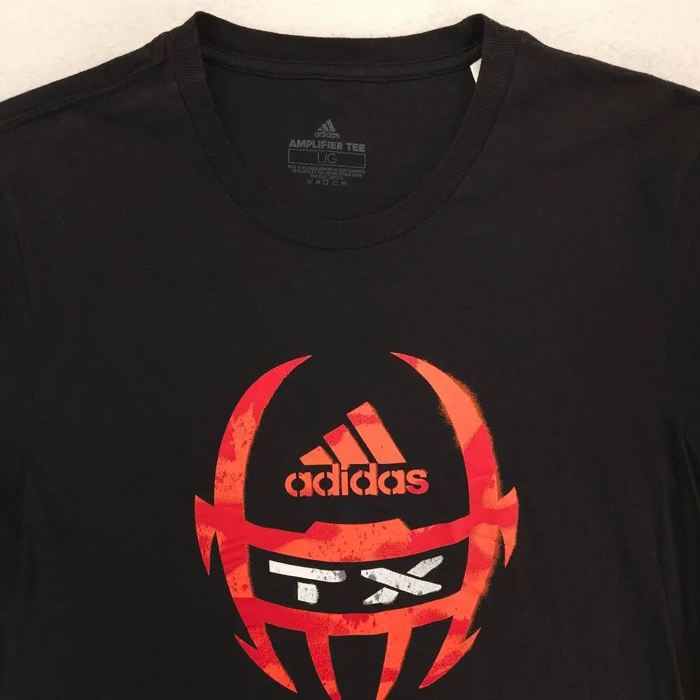 Adidas Casual Crew Neck Short Sleeve Graphic T Shirt Mens Size Large L Black